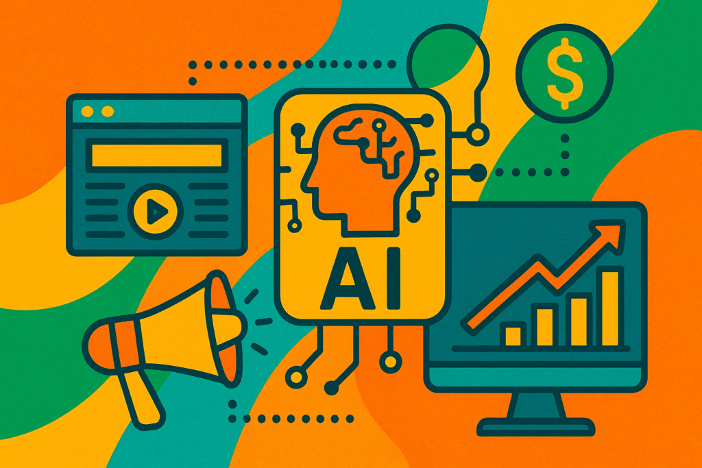 ilustração em blog de marketing digital, usada como imagem em um artigo sobre inteligencia artificial no marketing