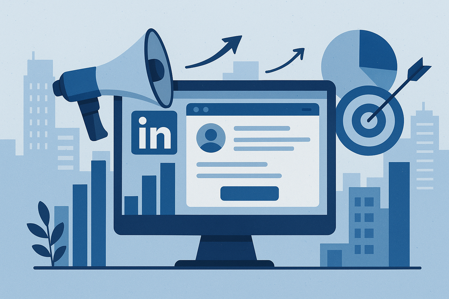 ilustração flat design em artigo de blog sobre linkedin para empresas