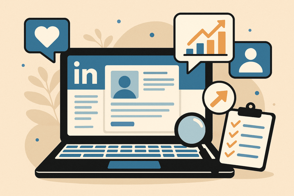 ilustração flat design em artigo de blog de marketing digital sobre linkedin para empresas