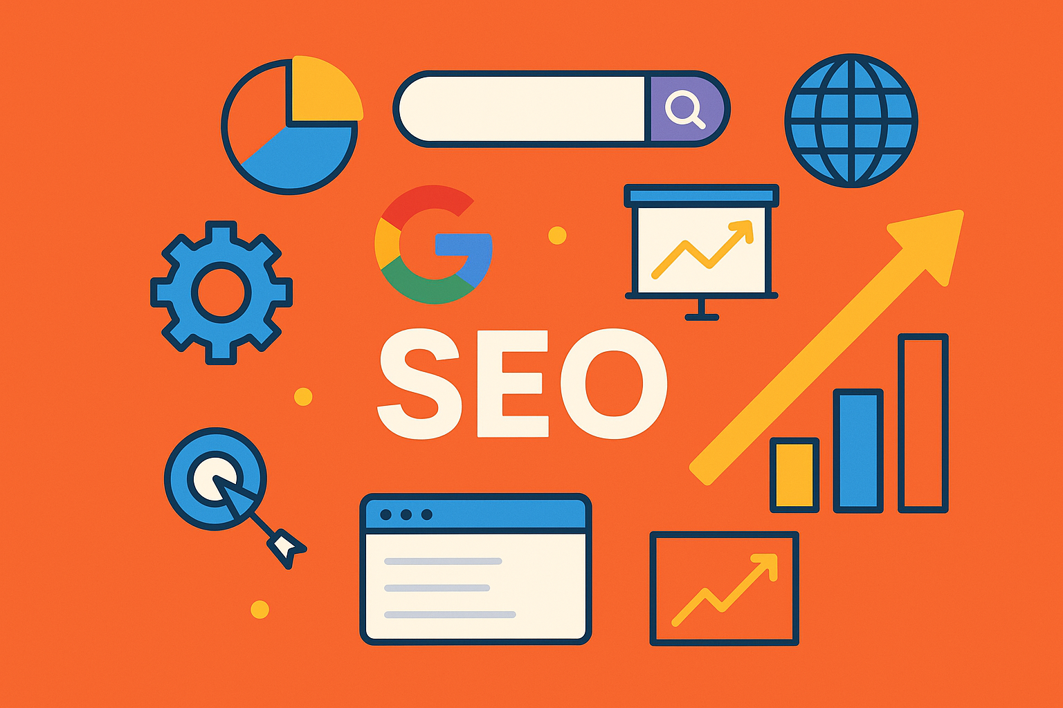 imagem no estilo flat design com lettering onde se lê SEO, ilustrando texto de blog sobre agência de SEO